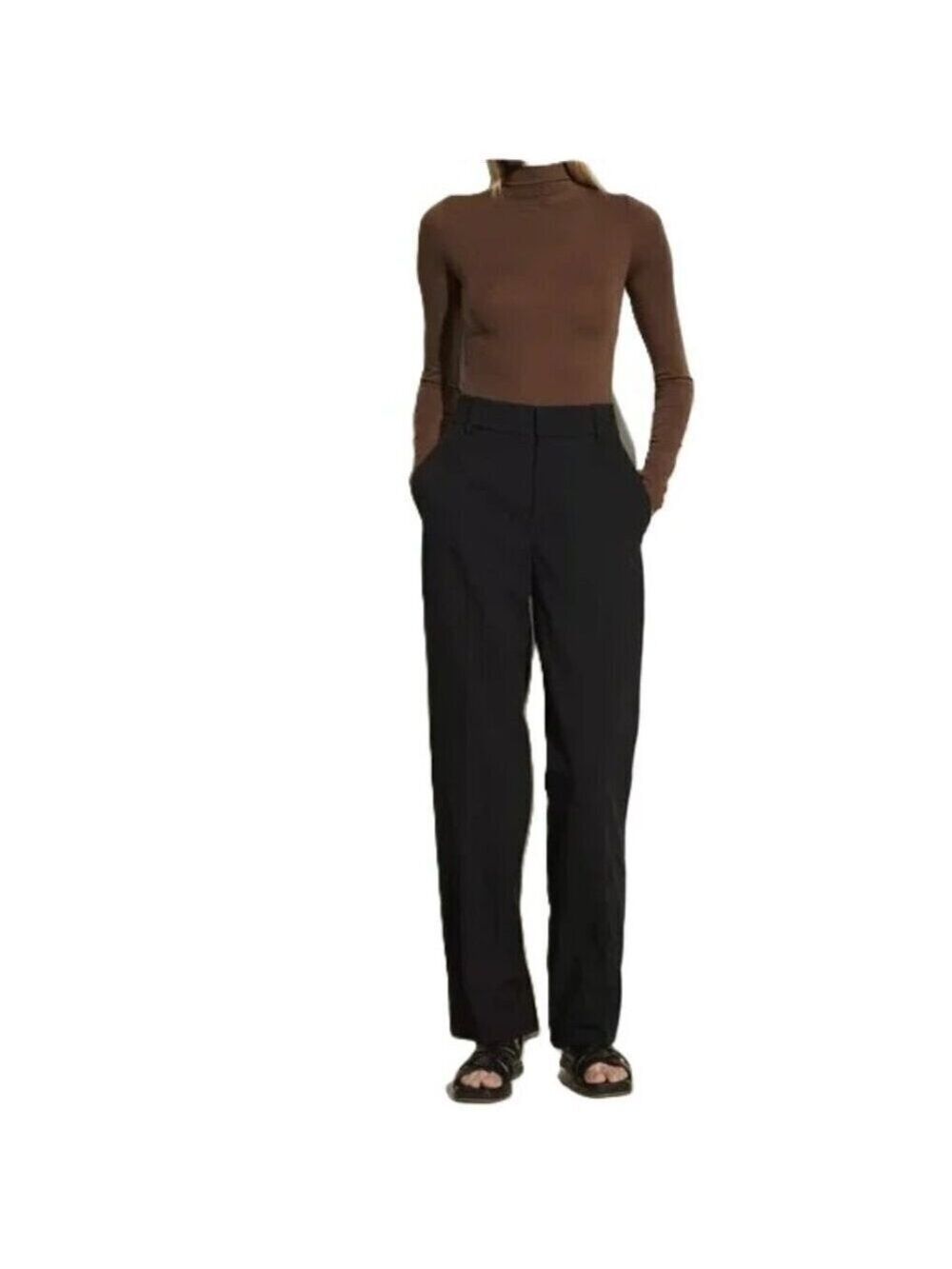 NWT Vince High Waist Straight Leg Pant Trouser Black Women's Size 8